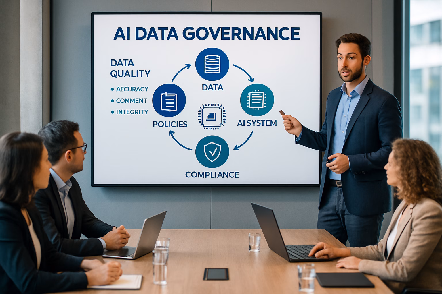 a presentation of a digitized diagram of ai data governance